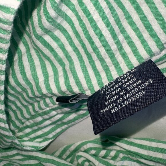 Madison Mathews Green White Seersucker Cotton Tunic CoverUp Button Down Size L - Picture 8 of 8